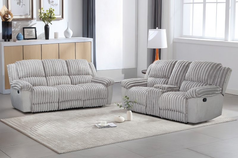 Picture of SELINNA Corduroy Manual Reclining Sofa Range (Mink) - Loveseat + Sofa Set