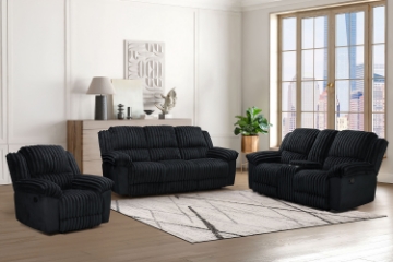 Picture of SELINNA Corduroy Manual Reclining Sofa Range (Black) - Single Rocking Recliner Armchair (1R)
