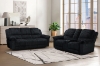 Picture of SELINNA Corduroy Manual Reclining Sofa Range (Black) - Armchair + Loveseat + Sofa Set