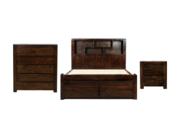 Picture of MALAGA 3PC Storage Bedroom Combo Set in Queen Size (Walnut)