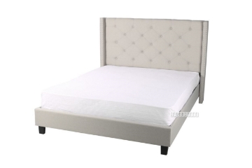 Picture of ELY Linen Upholstered Bed Frame in Queen/Eastern King Size (Beige/Light Color)