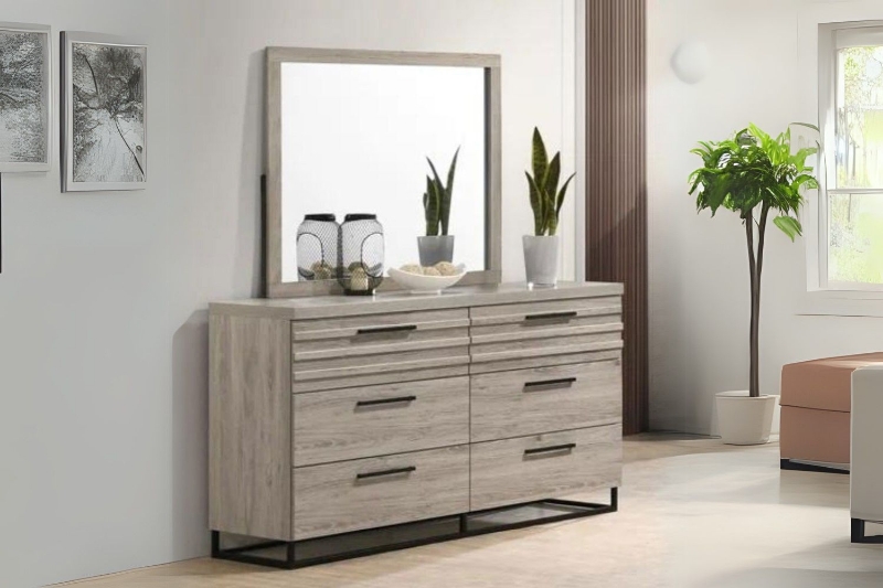 Picture of WESTDEN 6-Drawer Dresser with Mirror (Grey)