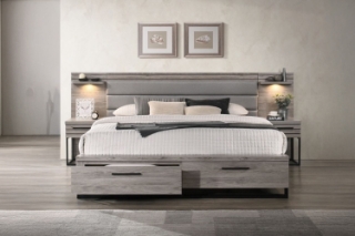 Picture of WESTDEN Bed Frame with 2 Nightstand 3PC Combo (Grey) - Queen Size