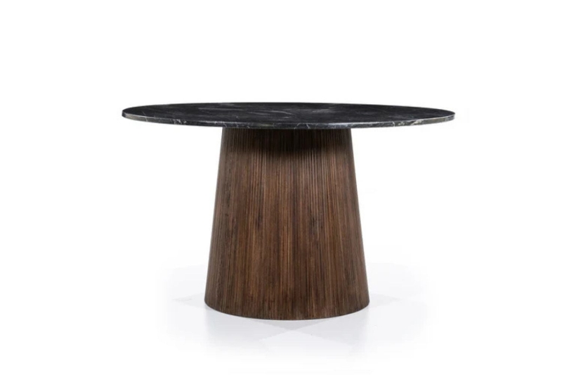 Picture of HUBIE D47" Mango Wood Round Dining Table with Marble Top