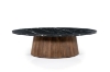 Picture of HUBIE Mango Wood Oval Coffee Table with Marble Top