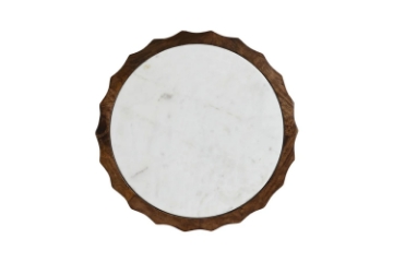 Picture of KASIA D17.5" Mango Wood Round Side Table with Marble Top