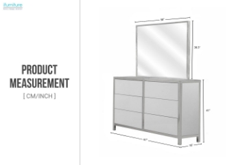 Picture of SKYVIEW 6-Drawer Steel Frame Dresser with Mirror (Silver)