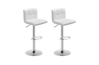 Picture of AKALI Adjustable Swivel Gas Lift Bar Stool (White) - 2 Stools in 1 Carton