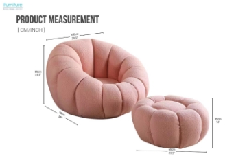 Picture of SUNFLOWER 360° Swivel Lounge Chair with Ottoman (Pink)