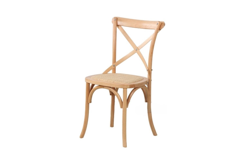 Picture of ALBION Solid Beech Wood Cross Back Dining Chair with Rattan Seat (Natural Color)