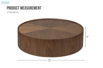 Picture of SKARA Genuine Walnut Veneer Round Coffee Table
