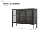 Picture of STARK 35.5"x47" 3-Door Transparent Glass Display Cabinet (Black)