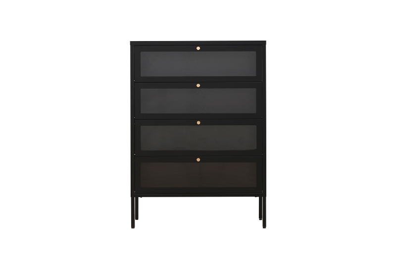Picture of STARK Steel Frame 4-Door Transparent Glass Shoe Cabinet (Black)