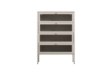 Picture of STARK Steel Frame 4-Door Transparent Glass Shoe Cabinet (Cream)