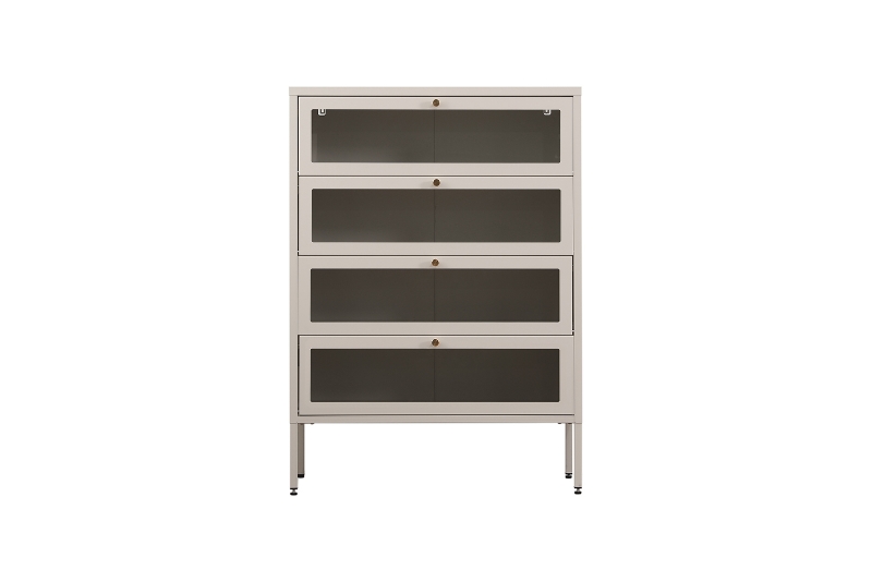 Picture of STARK Steel Frame 4-Door Transparent Glass Shoe Cabinet (Cream)