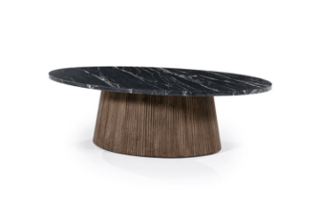 Picture of HUBIE Mango Wood Oval Coffee Table with Marble Top