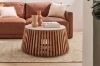 Picture of ALLEY Solid Acacia Wood Round Coffee Table with Marble Top