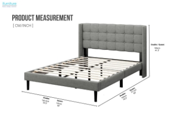 Picture of SONOMA Fabric Bed Frame in Double/Queen (Light Grey)