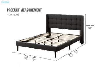 Picture of SONOMA Fabric Bed Frame in Double/Queen (Dark Grey)