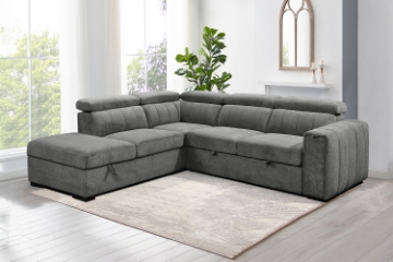 Picture of ABIGAIL Fabric Corner Sofa Bed with Storage - Chaise Facing Left