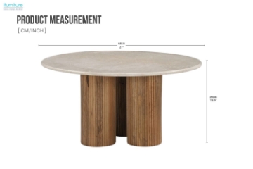 Picture of BLIX D27" Mango Wood Round Coffee Table with Marble Top
