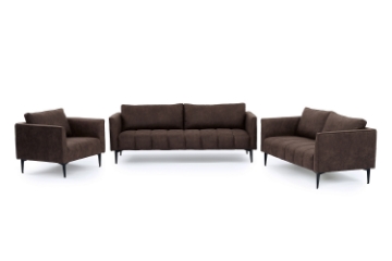 Picture of BARTLET Chocolate Air Leather Sofa Range - Armchair+Loveseat+Sofa Set