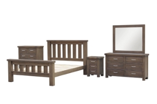 Picture of WESTMINSTER Solid Oak Bedroom Combo (Classic Walnut) - 5PC Eastern King Size 