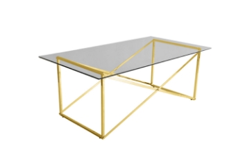 Picture of CROSS 47" Clear Glass Top Coffee Table with Golden Base