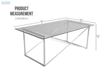 Picture of CROSS 47" Clear Glass Top Coffee Table with Silver Base