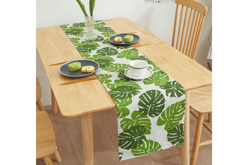 Picture of SINGLE-SIDED Printed Table Runner/Bed Runner in 2 Sizes (Monstera Leaves)