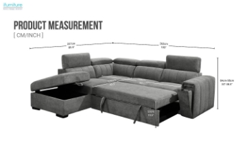 Picture of ABIGAIL Fabric Corner Sofa Bed with Storage and Cupholder