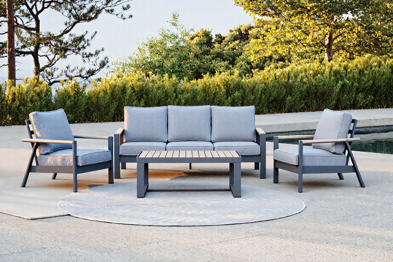 Picture of BONDI 6PC Aluminium Outdoor Lounge Sofa Set (Dark Grey)