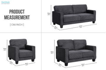 Picture of HERBERT Corduroy Sofa Range (Grey)