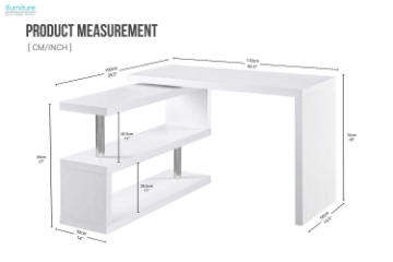 Picture of MACIE 360° Rotate Office Desk with Shelf (High Gloss White)