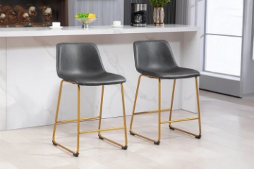 Picture of KRISTA Bar Chair with Golden Legs (Black) - 2 Chairs in 1 Carton