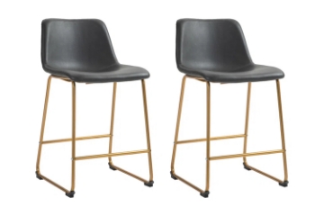 Picture of KRISTA Bar Chair with Golden Legs (Black) - 2 Chairs in 1 Carton