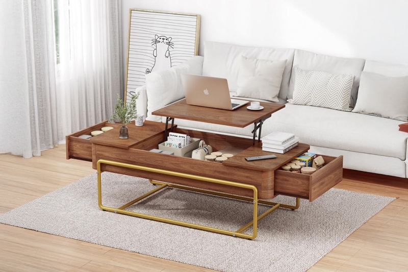 Picture of Lune Lift Top Coffee Table with Hidden Storage and Drawers