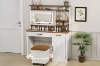 Picture of DAPHNE Tempered Glass Top Dressing Table with LED Mirror & Swivel Storage Stool