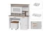Picture of DAPHNE Tempered Glass Top Dressing Table with LED Mirror & Swivel Storage Stool