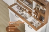Picture of DAPHNE Tempered Glass Top Dressing Table with LED Mirror & Swivel Storage Stool