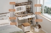 Picture of DAPHNE Tempered Glass Top Dressing Table with LED Mirror & Swivel Storage Stool