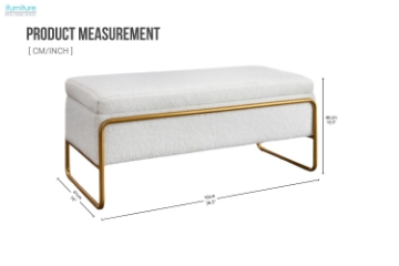 Picture of SEIDON Rectangular Storage Fabric Ottoman (White)