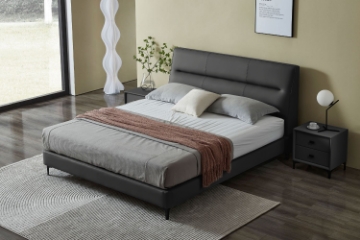 Picture of CUBA Genuine Leather Bed Frame (Dark Grey) - Queen Size