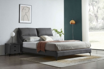 Picture of ROMEO Genuine Leather Bed Frame in Queen/Eastern King Sizes (Dark Grey)