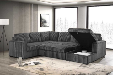 Picture of MICAH Corduroy Sectional Sofa/Pull-Out Sofa Bed with USB & Type-C Charging Ports