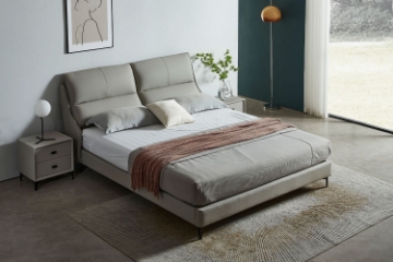 Picture of ROMEO Genuine Leather Bed Frame in Queen/Eastern King Sizes (Light Grey) 