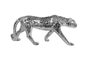 Picture of GEKO Large Silver Leopard Ornament Home Decoration (37.5"x15.5")