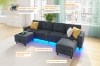 Picture of KINSLEY Modular Sectional Sofa with Wireless Charging, USB & Type-C Ports, and LED Lighting (Dark Grey)