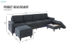 Picture of KINSLEY Modular Sectional Sofa with Wireless Charging, USB & Type-C Ports, and LED Lighting (Dark Grey)