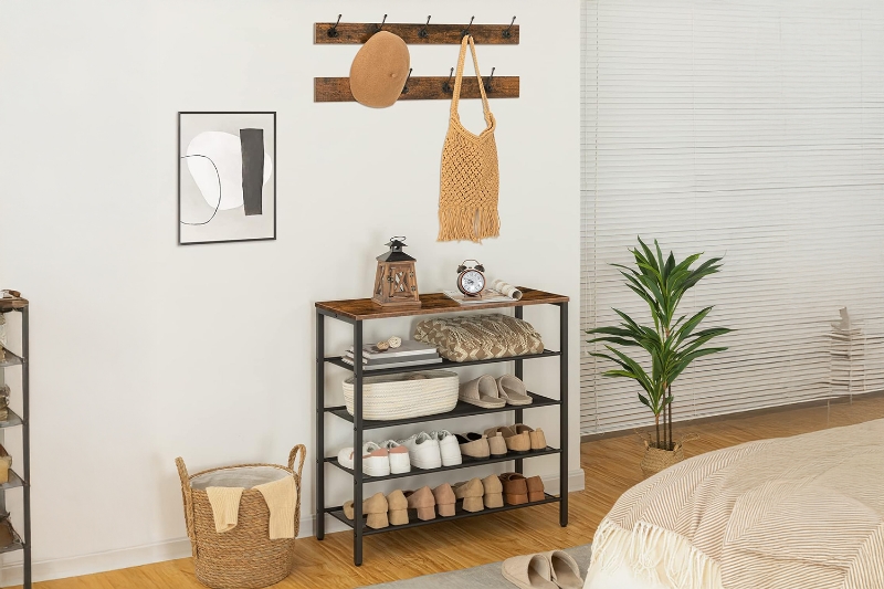 Picture of LITON Adjustable 5-Tier Shoe Rack with Wall Hooks 